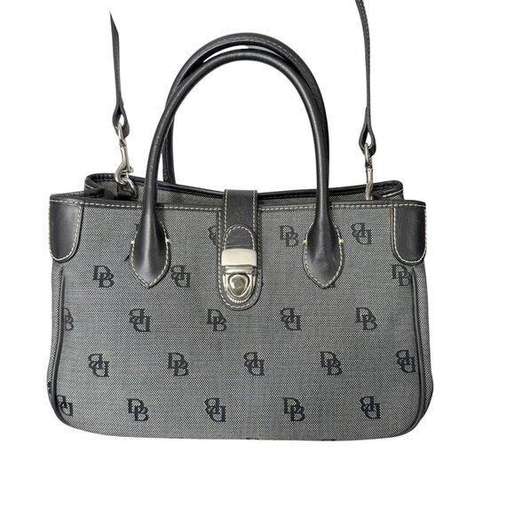 Dooney & Bourke Crossbody Bag Purse Signature Logo Monogram Black Gray Canvas - Picture 7 of 11